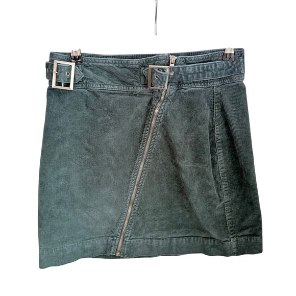 Urban Outfitters Dresses & Skirts - Urban Outfitters Corduroy Mini Skirt L Indie Teal Blue Asymmetrical Zip Buckle